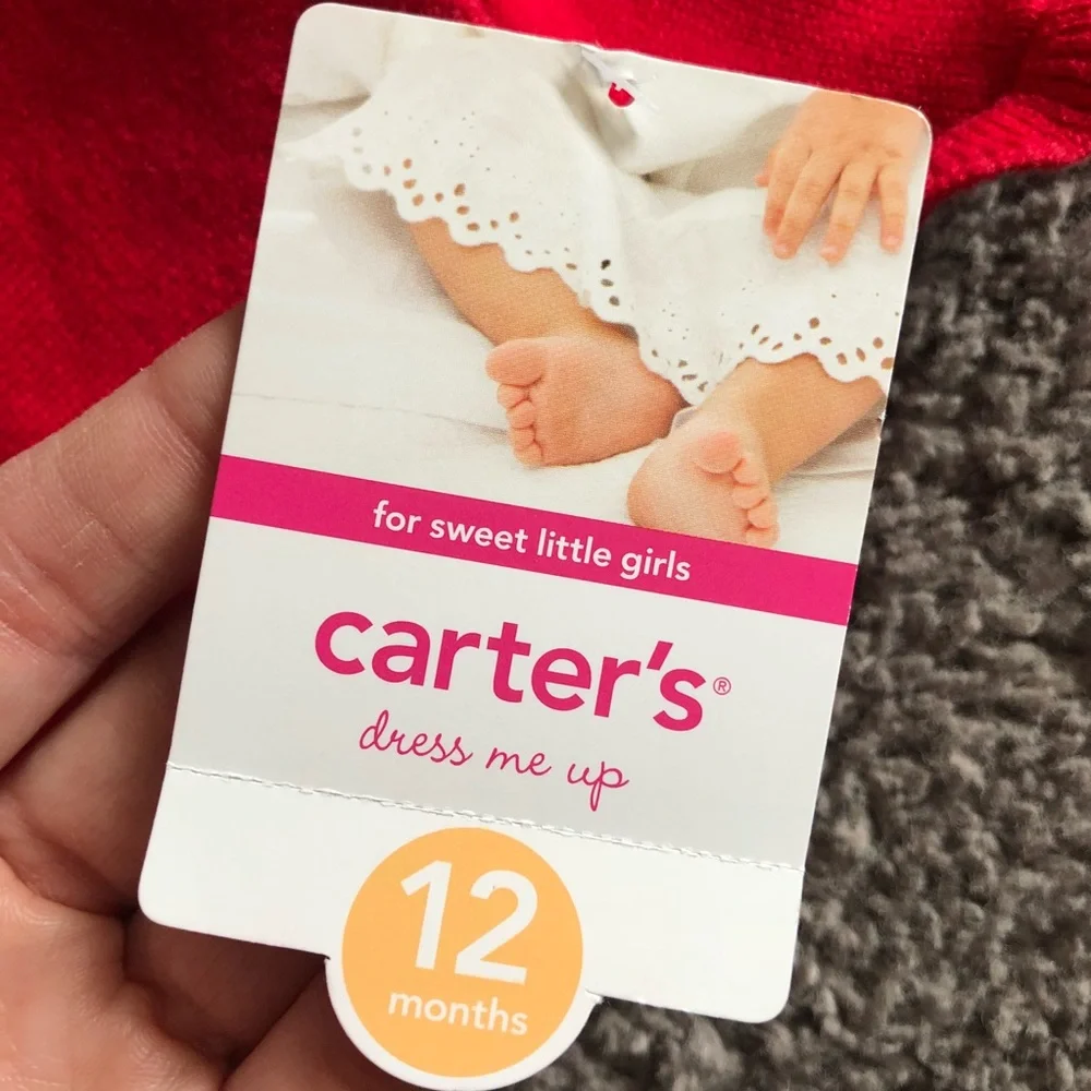 2010 Carter’s 12 Months Red Sweater Cardigan, New With Tags